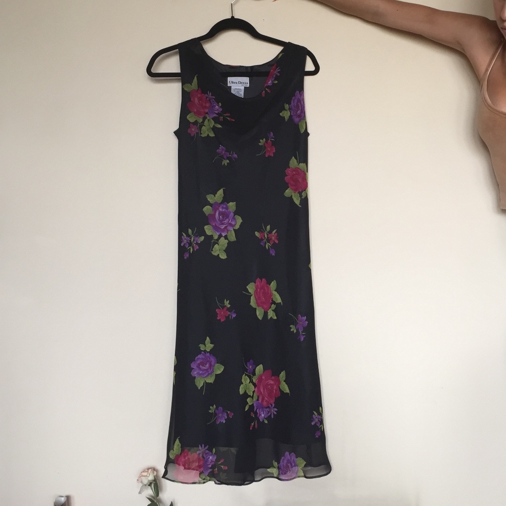Black Flowy Floral Maxi Sun Dress